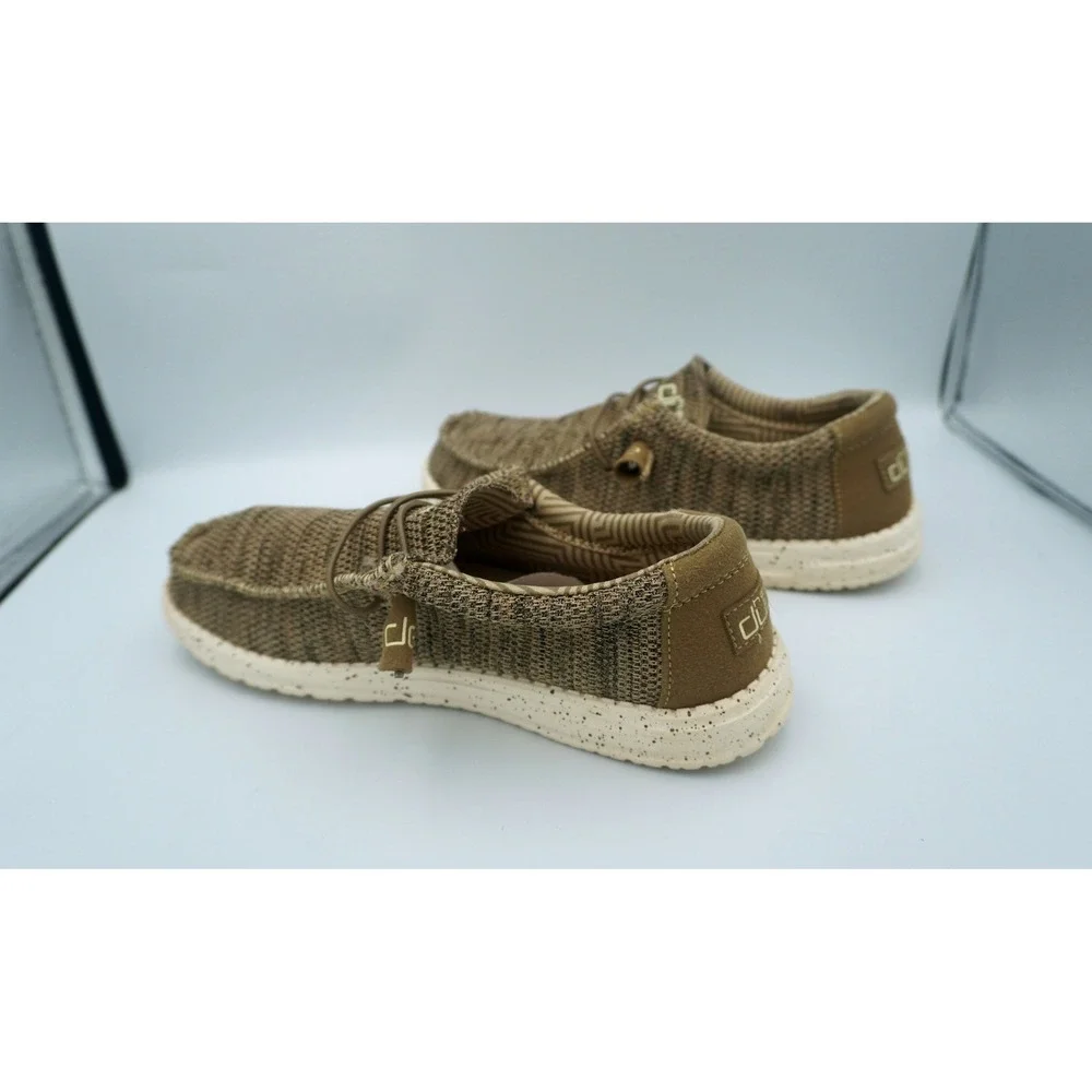 Hey Dude Wally Brown Marl Knit Slip On Loafers Mens 8 Lightweight Shoes